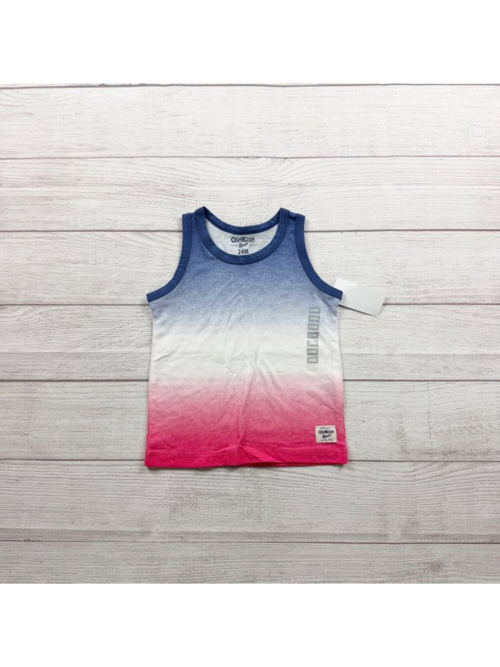 OshKosh Bgosh Gradient Ombre Tank Top Boys Blue White Red NWT 18-24 Months